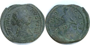161-180 AD Roman Empire Faustina II Diana Bronze AE Dupondius - Picture 1 of 3
