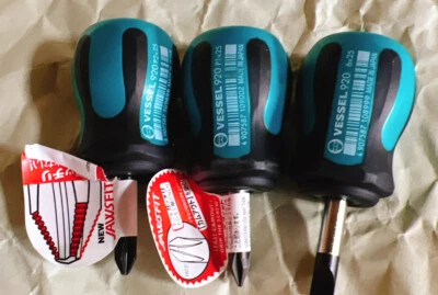 Vessel Megadora Stubby Driver 920 +1×25 +2×25 -6×25 Set 3 items Japan JIS mortor - Image 1 of 4