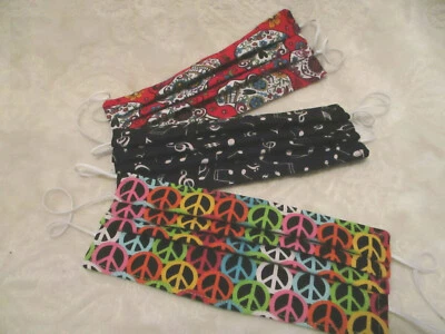 FACE MASKS~Adult Size~Groovin' to the Music~3 qty. Handmade~NEW~ - Image 1 of 4