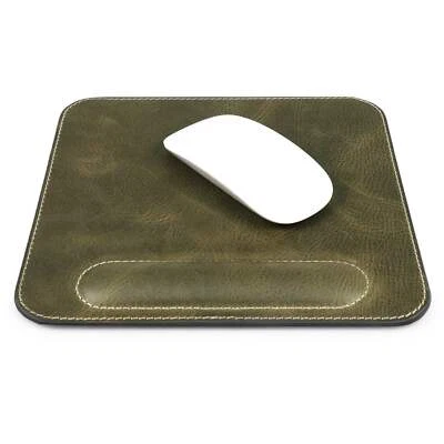 Personalized Top Grain Leather Mouse Pad with Wrist Rest Genuine Leather Mouspad - Image 1 of 4