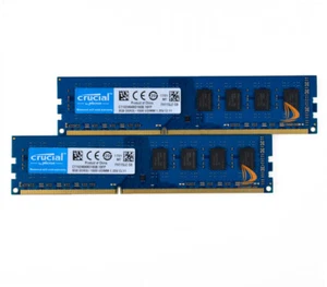 2pcs Crucial 8GB 2RX8 PC3L-12800U DDR3 1600MHz 1.35V Memory RAM DIMM Desktop 16G - Picture 1 of 6