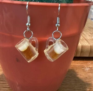 Lucite Beer Mug Earrings - Picture 1 of 2