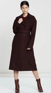 Hansen & Gretel "Brigitta" trench coat in plum check size 12 - Picture 1 of 9
