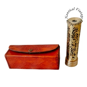 Vintage Gilbert & Sons Antique Brass Kaleidoscope 1895 Reproduction With Case - Picture 1 of 13