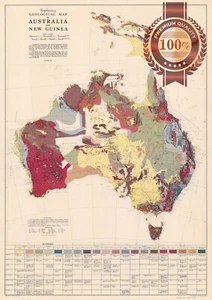 GEOLOGICAL MAP OF AUSTRALIA 1952 VINTAGE AUS WALL CHART PRINT PREMIUM POSTER - Picture 1 of 6