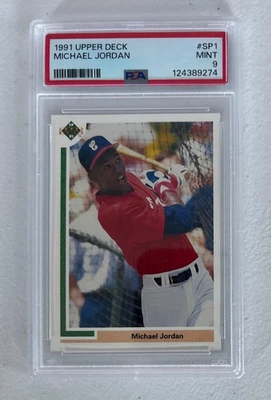 Béisbol 1991 cubierta superior #SP1 Michael Jordan PSA 9 como nuevo Foto 1 de 2