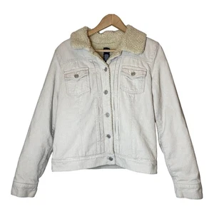 Gap Corduroy Sherpa Lined Jacket Cream Y2K Womens Small - Picture 1 of 5
