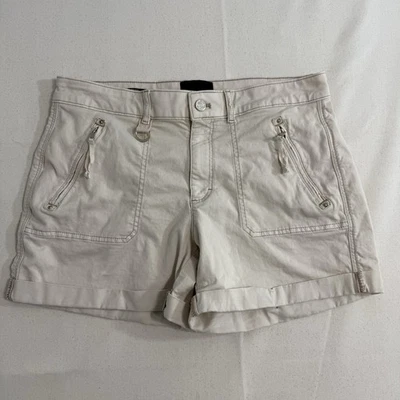 Pantalones cortos para mujer White House Black Market talla 10 beige tiro medio bolsillo Pret-A-Play Foto 1 de 4