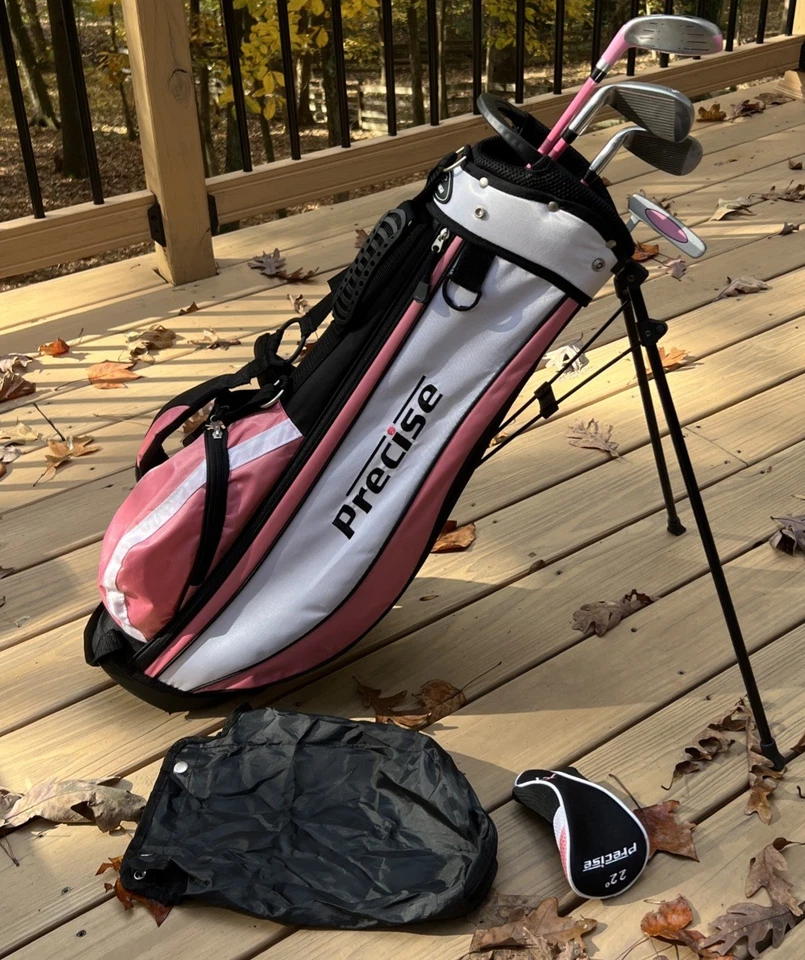 Juego de golf Precise X7 Junior bolsa de pie rosa 22 híbrido, 6/7, 9/P, putter 4 palos diestro Foto 1 de 4