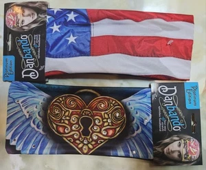 2 Motorcycle Biker W) Rhinestones Danbando Bandanna-Head Wrap-Sweatband-Headband - Picture 1 of 3