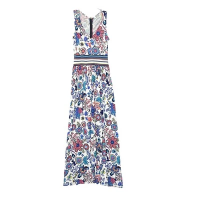 Vestido Milly Para Mujer XS Multicolor Floral Cachemira Maxi Sin Mangas Cuello en V Cremallera Trasera Foto 1 de 4
