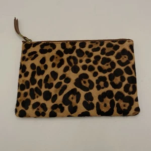 Madewell The Leather Pouch Clutch Kalbshaar Leopard 8,5”x5,5” Neu - Bild 1 von 5