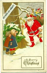 1914 WEIHNACHTSMANN, SPIELZEUGTÜTE, GEPRÄGTE WEIHNACHTSKARTE POSTKARTE - Bild 1 von 1