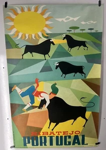 Original Vintage Travel Airline Railroad Cruise Poster 1954 Ribatejo Portugal - Bild 1 von 6