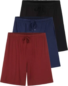 3 Pack:Mens Cotton Ultra-Soft Knit Sleep Pajama Shorts & Lounge Wear (Available  - Picture 1 of 12