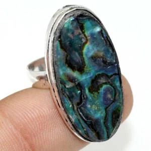 925 Silver Plated Abalone Shell Ethnic Ring Handmade Jewelry Size US 7 AU i853 - Picture 1 of 3