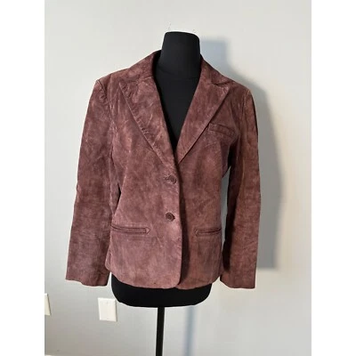 Vintage Suede Blazer Jacket Plum purple Fitted Career Office Casual Coat Medium - Image 1 of 4
