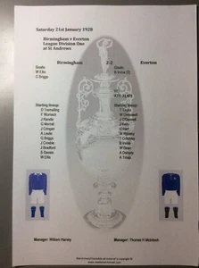 1927-28 Birmingham v Everton Division 1 matchsheet - Picture 1 of 1