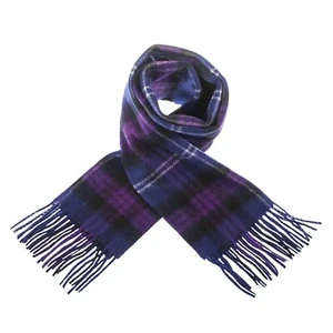 EDINBURGH Lana de Cordero Reversible Azul Marino Tartán y Liso Azul Marino Bufanda 64" x 10" Precio de venta sugerido por el fabricante 29 GBP - Imagen 1 de 3
