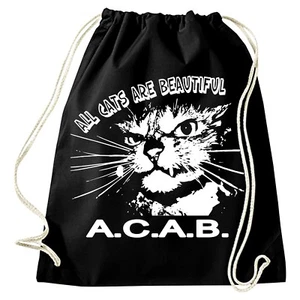 ALL CATS ARE BEAUTIFUL bolsa de gimnasia nueva mochila punk skinhead FUN AC/AB Oi - Imagen 1 de 1