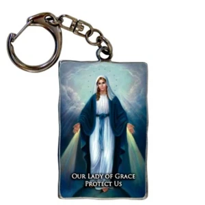 Llavero de metal Nuestra Señora de la Gracia Protégenos fe católica ¡NUEVO! - Imagen 1 de 1