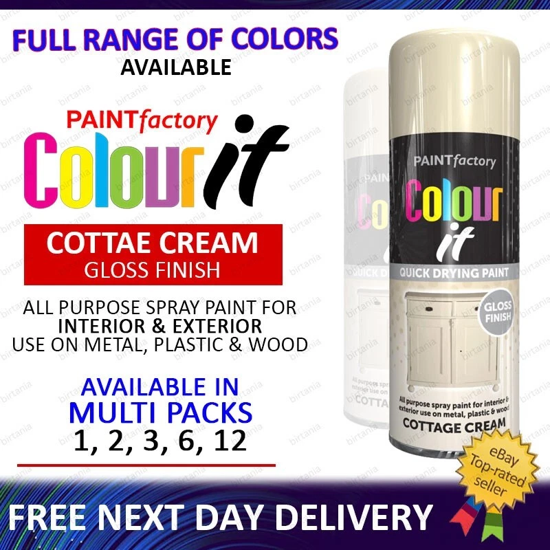 All Purpose Cottage Cream Aerosol Spray Paint Metal Wood Plastic 400ml - 1 to 12 - Image 1 of 1