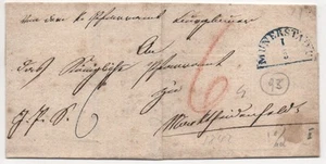 1842 MUNNERSTADT LETTERA PREFILATELICA FRANCOBOLLO BLU - Foto 1 di 1