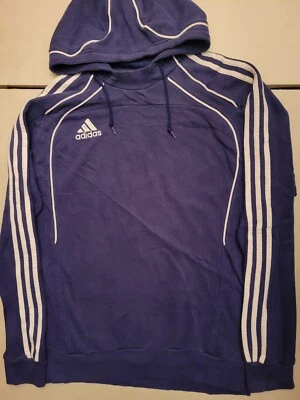 Vintage Adidas 3 Tri Striped Hoodie Men Medium Navy Blue Piping Soccer Hoop Run - Image 1 of 4