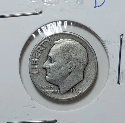 1947-D Roosevelt Dime Error: Double Die On Date - Image 1 of 2