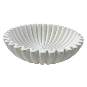 Concrete Large Decorative Bowl - Decorative Bowls for Home Decor - White - Picture 1 of 7