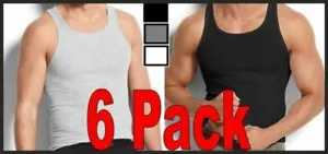 3-6 Quality Mens 100% Cotton A-Shirts Wife Beaters Ribbed Tank Tops Pack S~XXXL - Picture 1 of 2