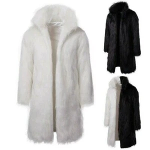 Abrigo de piel sintética cálido para hombre suelto informal solapa de hip hop ropa exterior de invierno abrigo - Imagen 1 de 14