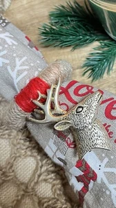 Anello tovagliolo set 6 porta tovaglioli decorazione cena natale fatto a mano - Foto 1 di 3
