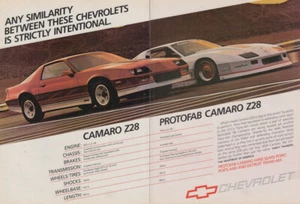 Any similarity strictly intentional Chevrolet Camaro Z28 & Profab Z28 ad 1986 - Picture 1 of 1