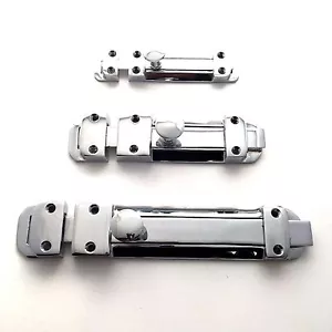 Heavy Duty Polished Chrome Strong Security Door Surface Slide Bolt - 4.75"/6"/8" - Picture 1 of 4