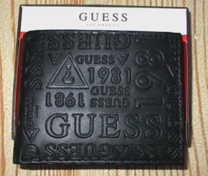 BILLETERA NEGRA PLEGABLE PARA HOMBRE GUESS CON CAJA DE REGALO ORIGINAL - Imagen 1 de 3