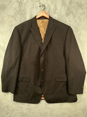 Jaqueta de terno Sean John 46R casaco esportivo blazer mistura de lã marrom listrado ventilação única - Imagem 1 de 4