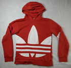 Adidas Hoodie Boys Youth Size 13-14 Red Big Logo Pullover Sweatshirt Pockets