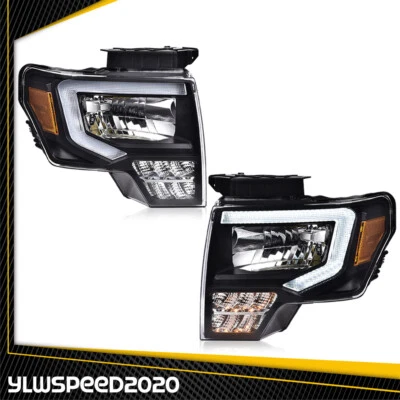 Faros delanteros LED DRL negros/claros aptos para Ford F-150 2009-2014 NUEVO Foto 1 de 4