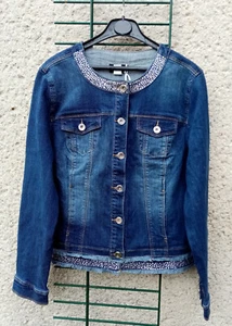 Damen Jacke Jeansjacke kurz `Creation L` Gr. 40 Jeansblau mit Strass nagelneu - Bild 1 von 8