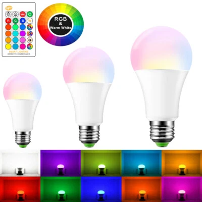 RGB LED Bulb E27 5W 10W 15W RGBW 16 Color Changing Party Disco Lamp With Remote - Image 1 of 4