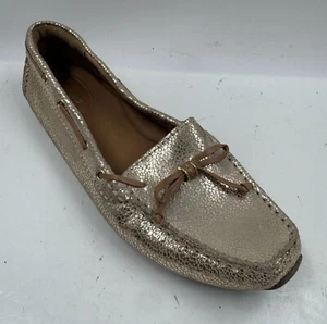 Clarks Dunbar Racer Shoes Women's 7 Gold Casual Slip-On Flat Moccasin Loafers - Picture 1 of 10