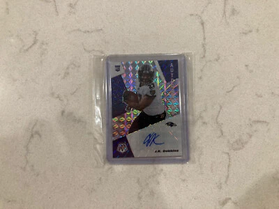 2020 Panini Mosaic J.K. JK DOBBINS RC Rookie Silver Prizm Auto #RA23 RAVENS - Image 1 of 4