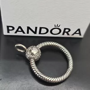 New Pandora Moments CZ Small Heart Pave Silver Carrier Pendant 399097 Free Post - Picture 1 of 16
