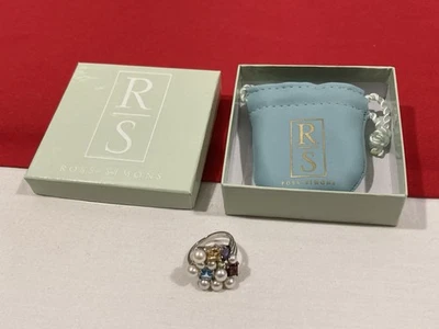 ROSS SIMONS 925 Sterling Silver MULTI GEMSTONE & Pearl Ring SIZE 8 NEW W/BOX - Image 1 of 4