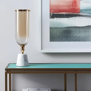 19" Gold und Weiß Glas und Marmor Tischvase - Bild 1 von 12