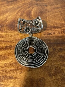 Vintage Celtic Circle Scarf Slide Pendant Silver Tone - Picture 1 of 10
