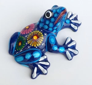 MEXICAN CERAMIC POTTERY FROG SCULPTURE 8 1/2" X 5" - Picture 1 of 4