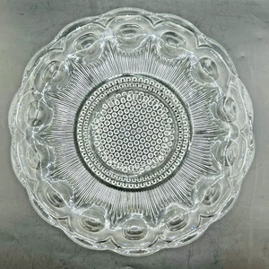 "Plato de vidrio Manhattan vintage de Estados Unidos para servir pastel 11"" huella digital transparente" - Imagen 1 de 2