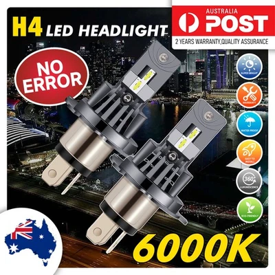 2PC H4 LED CANBUS Headlight Kit Bulbs Globes For Ford Falcon BA BF FG XR6 6000K - image 1 of 4